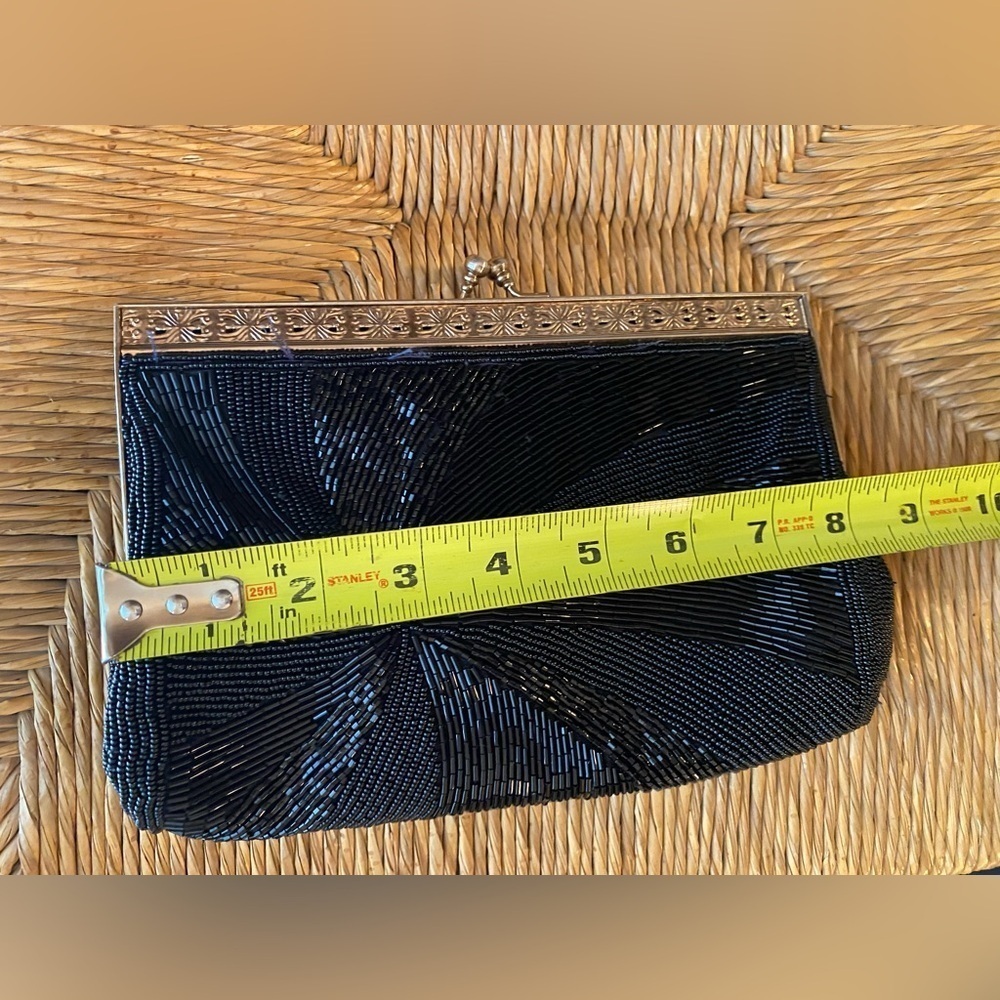 Vintage Handcrafted Walborg Beaded Black Clutch Purse - Picture 10 of 12